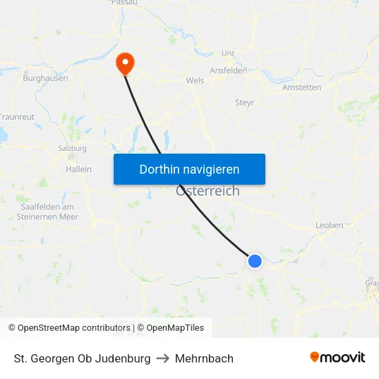 St. Georgen Ob Judenburg to Mehrnbach map