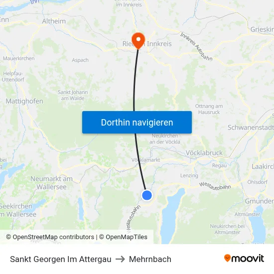 Sankt Georgen Im Attergau to Mehrnbach map