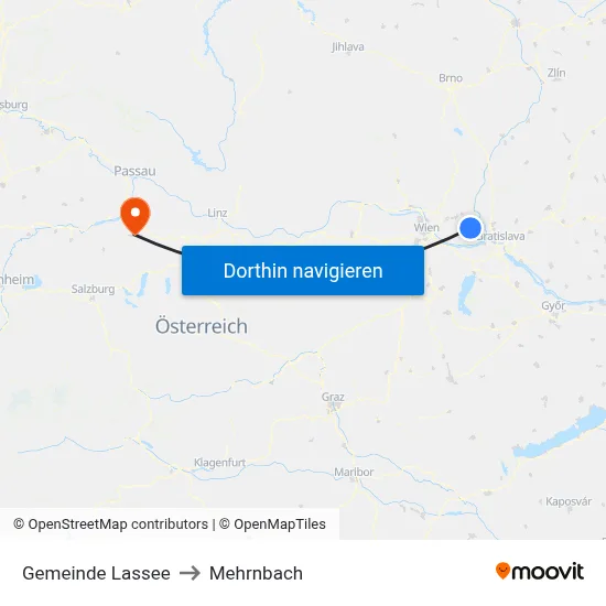 Gemeinde Lassee to Mehrnbach map