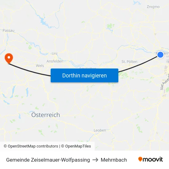 Gemeinde Zeiselmauer-Wolfpassing to Mehrnbach map