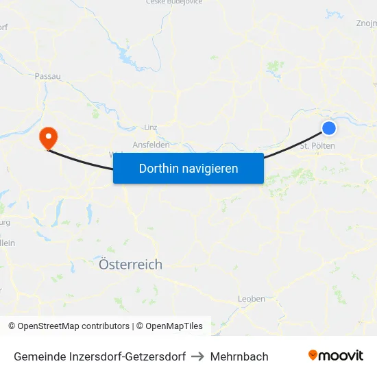 Gemeinde Inzersdorf-Getzersdorf to Mehrnbach map