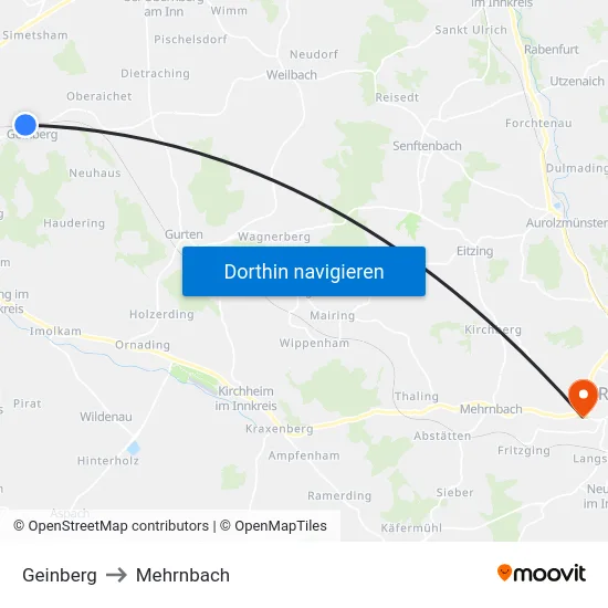 Geinberg to Mehrnbach map