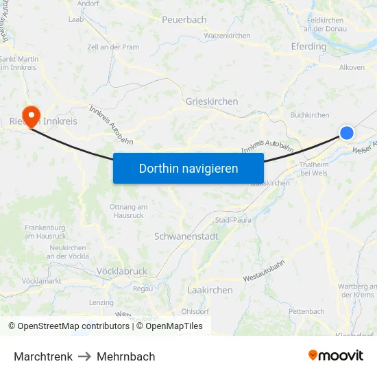 Marchtrenk to Mehrnbach map