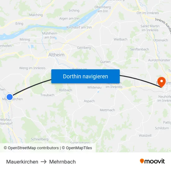 Mauerkirchen to Mehrnbach map