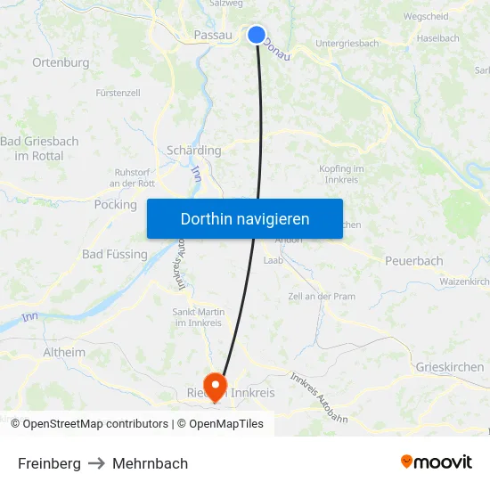 Freinberg to Mehrnbach map