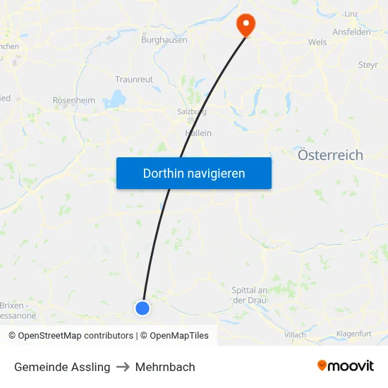 Gemeinde Assling to Mehrnbach map