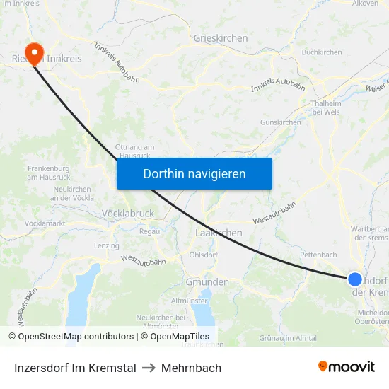 Inzersdorf Im Kremstal to Mehrnbach map