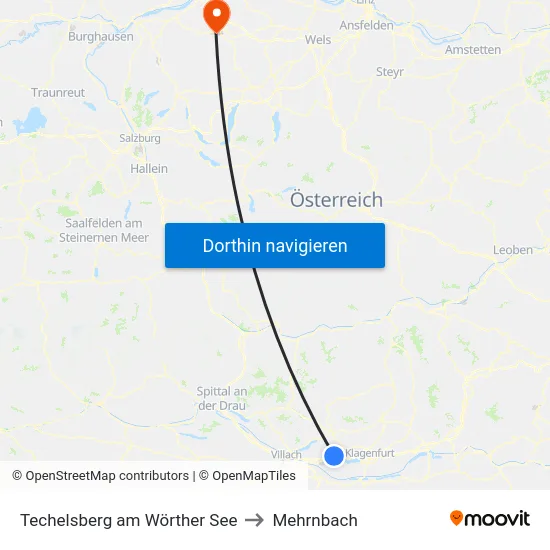 Techelsberg am Wörther See to Mehrnbach map