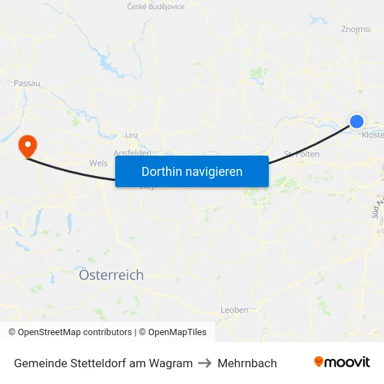 Gemeinde Stetteldorf am Wagram to Mehrnbach map