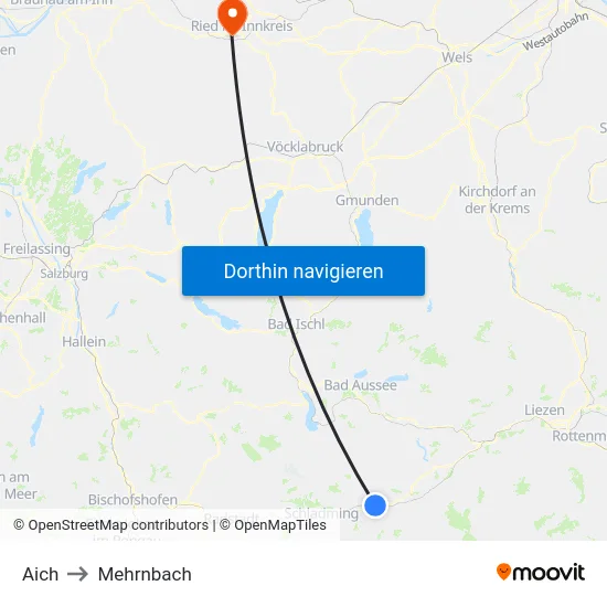 Aich to Mehrnbach map