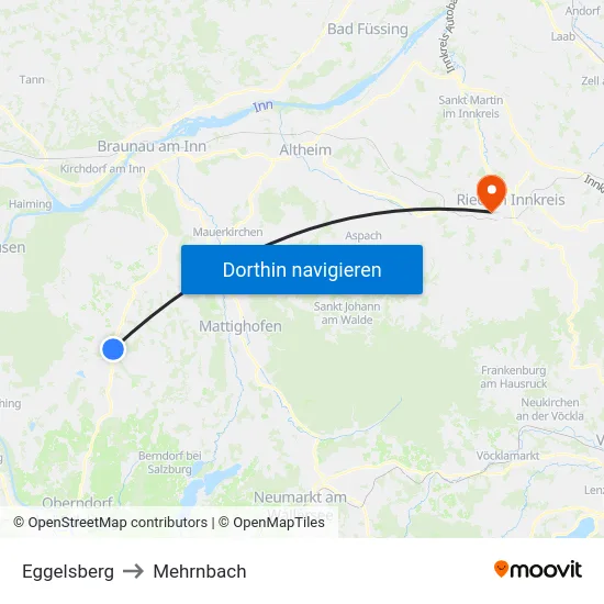 Eggelsberg to Mehrnbach map