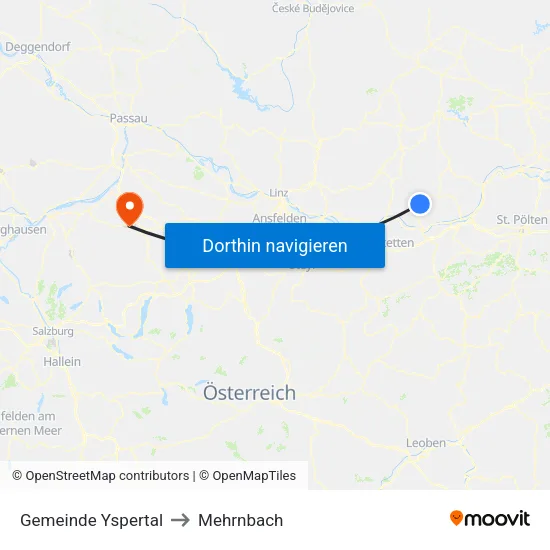 Gemeinde Yspertal to Mehrnbach map