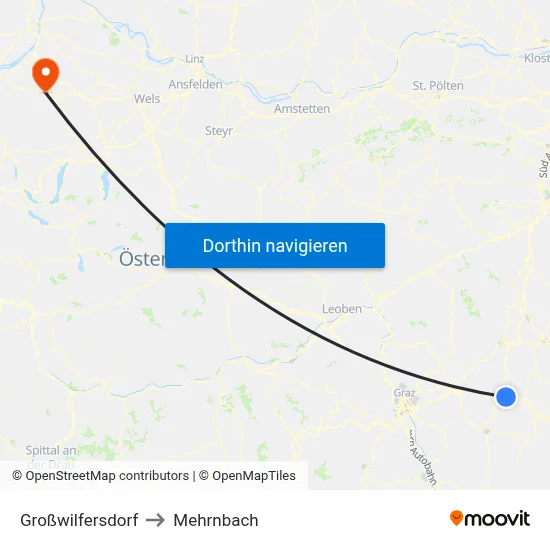 Großwilfersdorf to Mehrnbach map