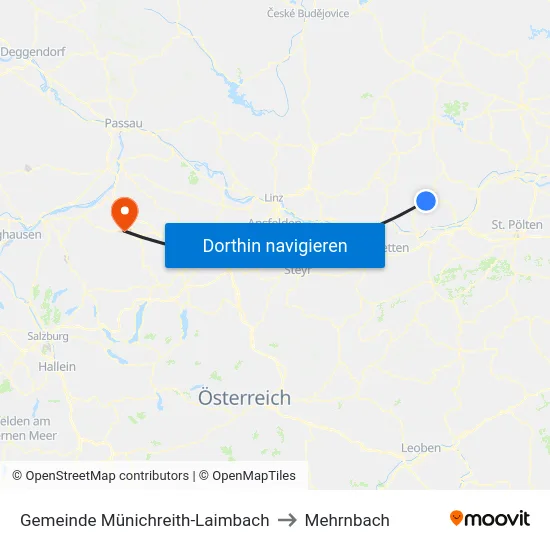 Gemeinde Münichreith-Laimbach to Mehrnbach map