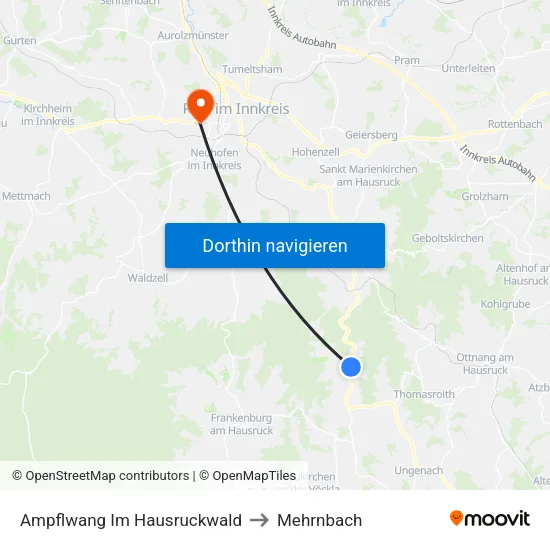 Ampflwang Im Hausruckwald to Mehrnbach map