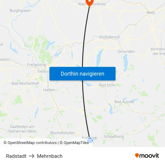 Radstadt to Mehrnbach map