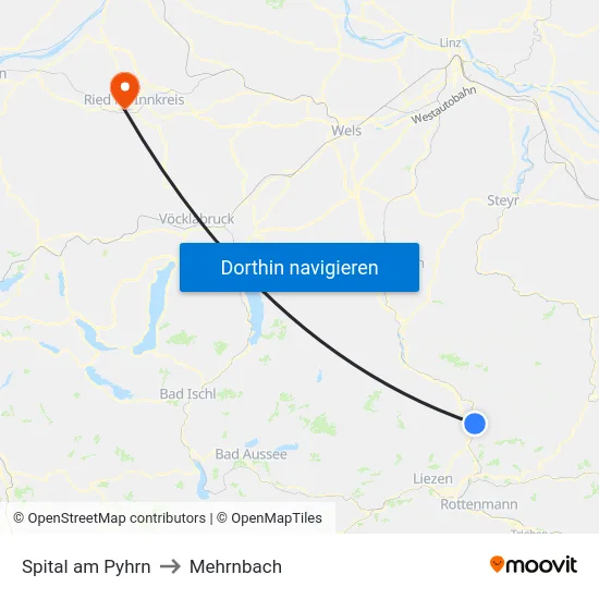Spital am Pyhrn to Mehrnbach map
