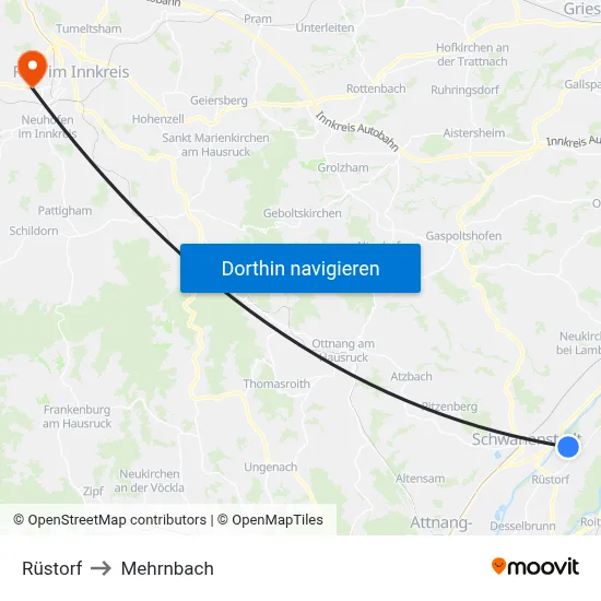 Rüstorf to Mehrnbach map