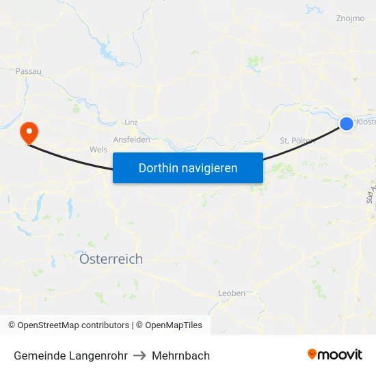 Gemeinde Langenrohr to Mehrnbach map