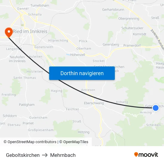 Geboltskirchen to Mehrnbach map