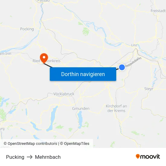 Pucking to Mehrnbach map