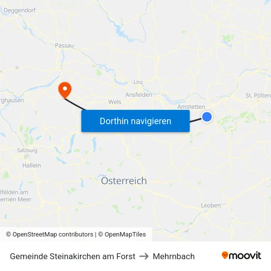 Gemeinde Steinakirchen am Forst to Mehrnbach map
