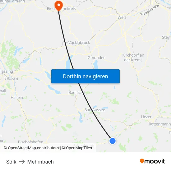 Sölk to Mehrnbach map