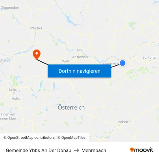 Gemeinde Ybbs An Der Donau to Mehrnbach map