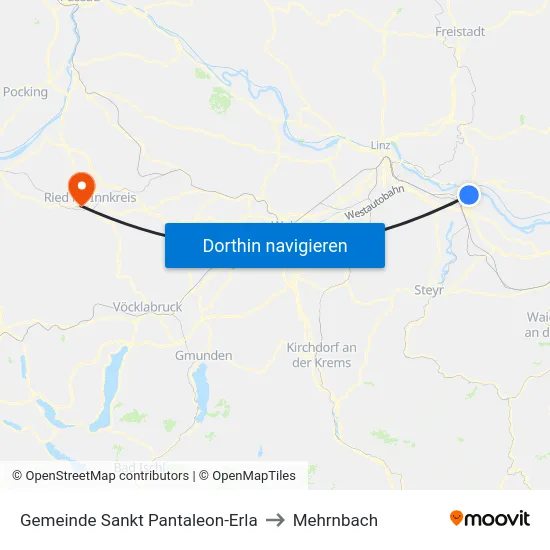 Gemeinde Sankt Pantaleon-Erla to Mehrnbach map