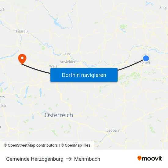 Gemeinde Herzogenburg to Mehrnbach map