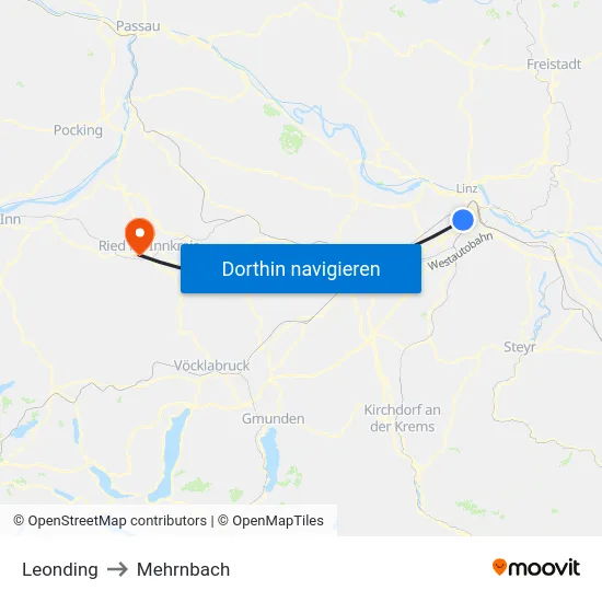 Leonding to Mehrnbach map