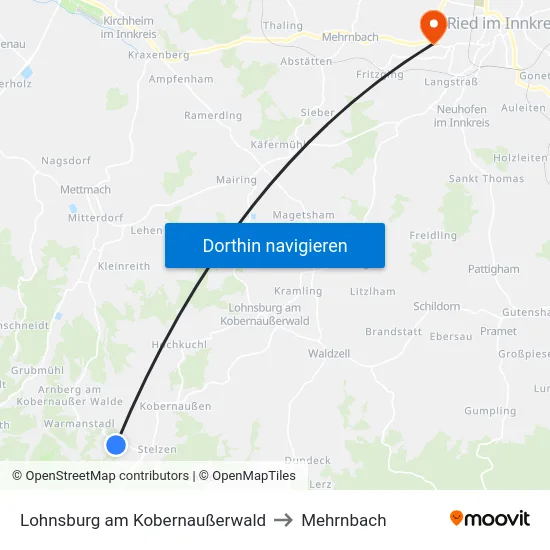 Lohnsburg am Kobernaußerwald to Mehrnbach map