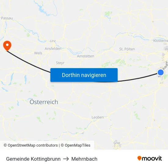 Gemeinde Kottingbrunn to Mehrnbach map