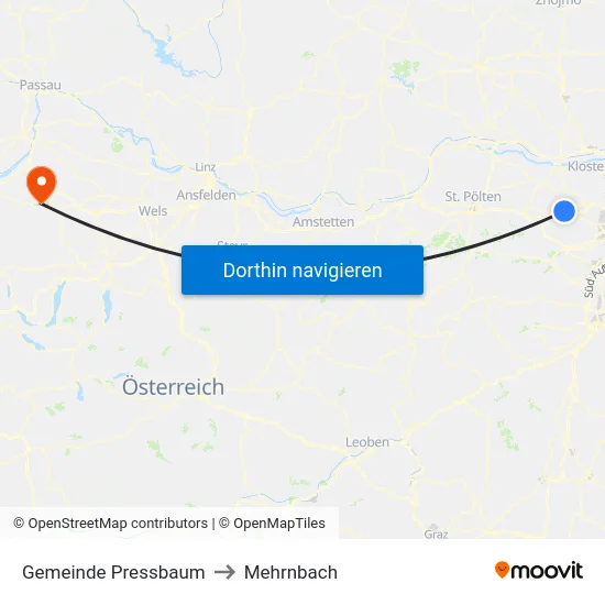 Gemeinde Pressbaum to Mehrnbach map