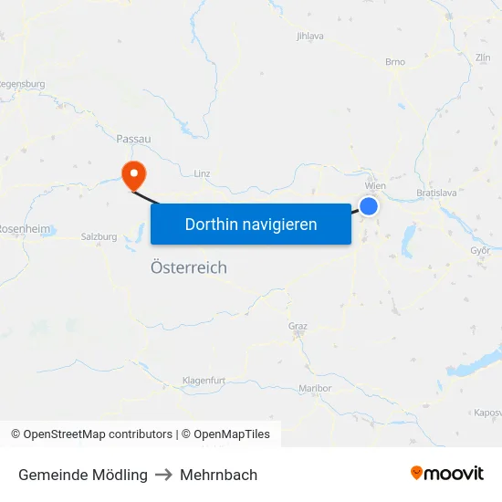 Gemeinde Mödling to Mehrnbach map