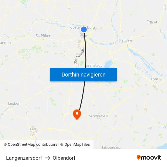 Langenzersdorf to Olbendorf map