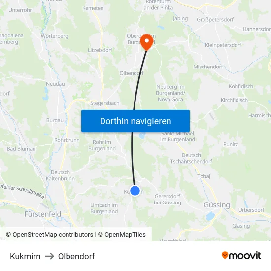 Kukmirn to Olbendorf map