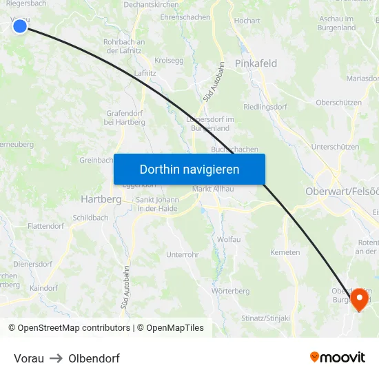 Vorau to Olbendorf map