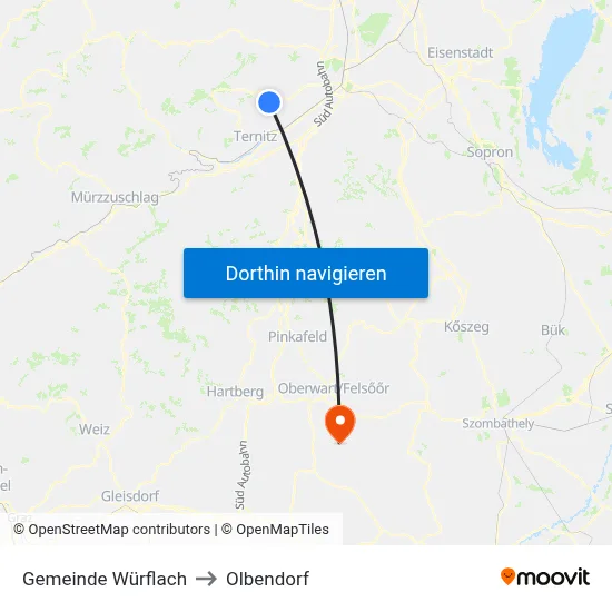 Gemeinde Würflach to Olbendorf map