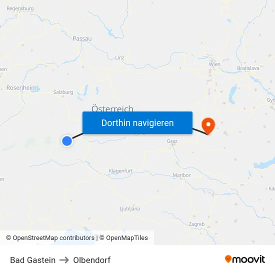 Bad Gastein to Olbendorf map