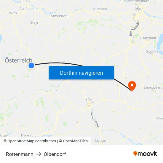 Rottenmann to Olbendorf map