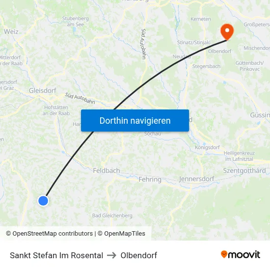 Sankt Stefan Im Rosental to Olbendorf map