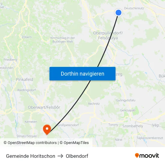 Gemeinde Horitschon to Olbendorf map