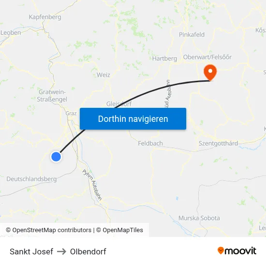 Sankt Josef to Olbendorf map