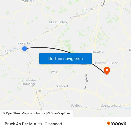 Bruck An Der Mur to Olbendorf map