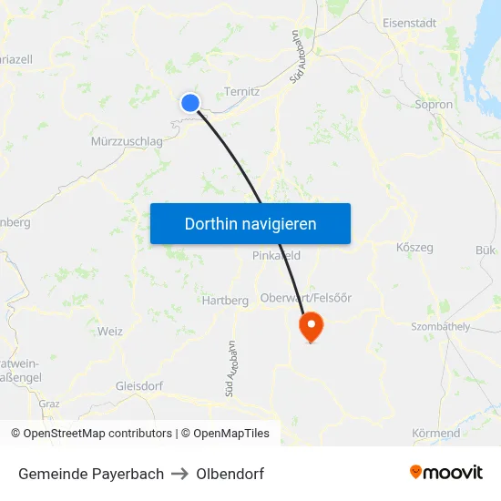 Gemeinde Payerbach to Olbendorf map
