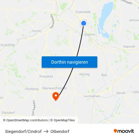 Siegendorf/Cindrof to Olbendorf map