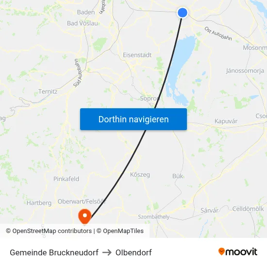 Gemeinde Bruckneudorf to Olbendorf map