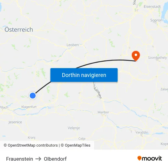 Frauenstein to Olbendorf map