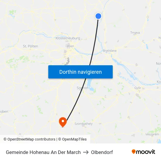 Gemeinde Hohenau An Der March to Olbendorf map